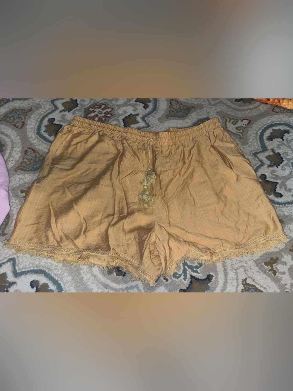 Women’s Relaxed Fringe-Trim Sleep Shorts - Tan